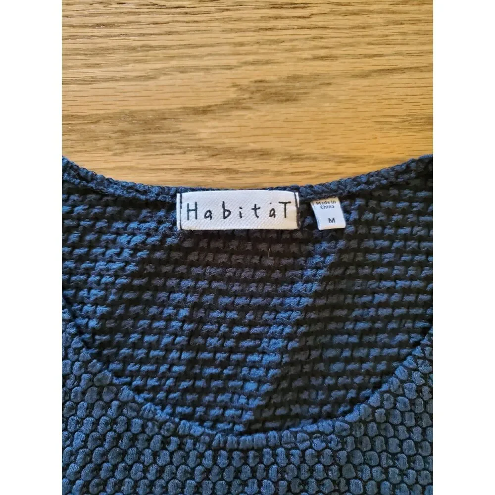 Habitat Womens M Textured Navy Long Sleeve Tunic Minimalism EUC - Picture 6 of 8